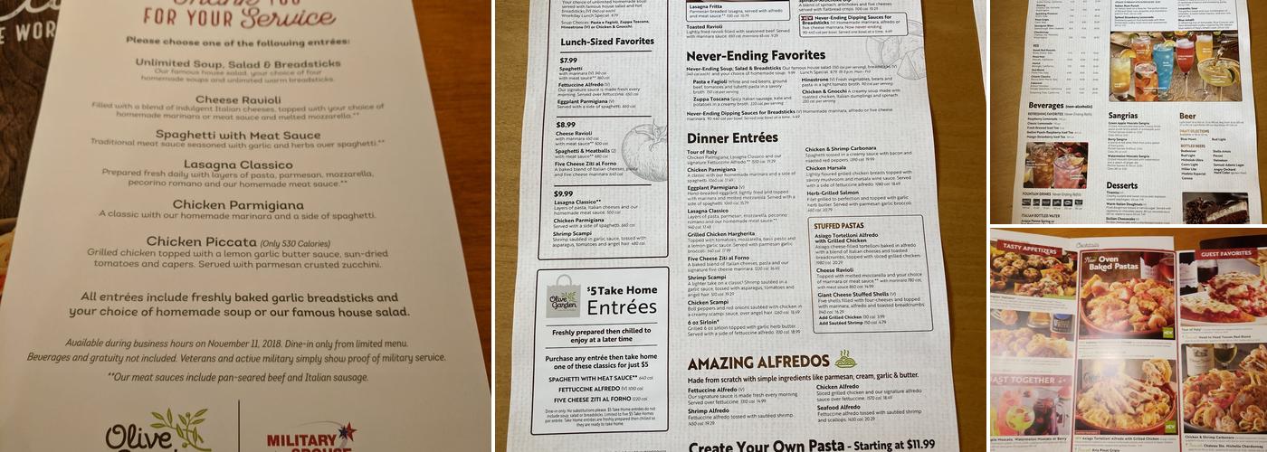 Olive Garden Italian Restaurant Menu