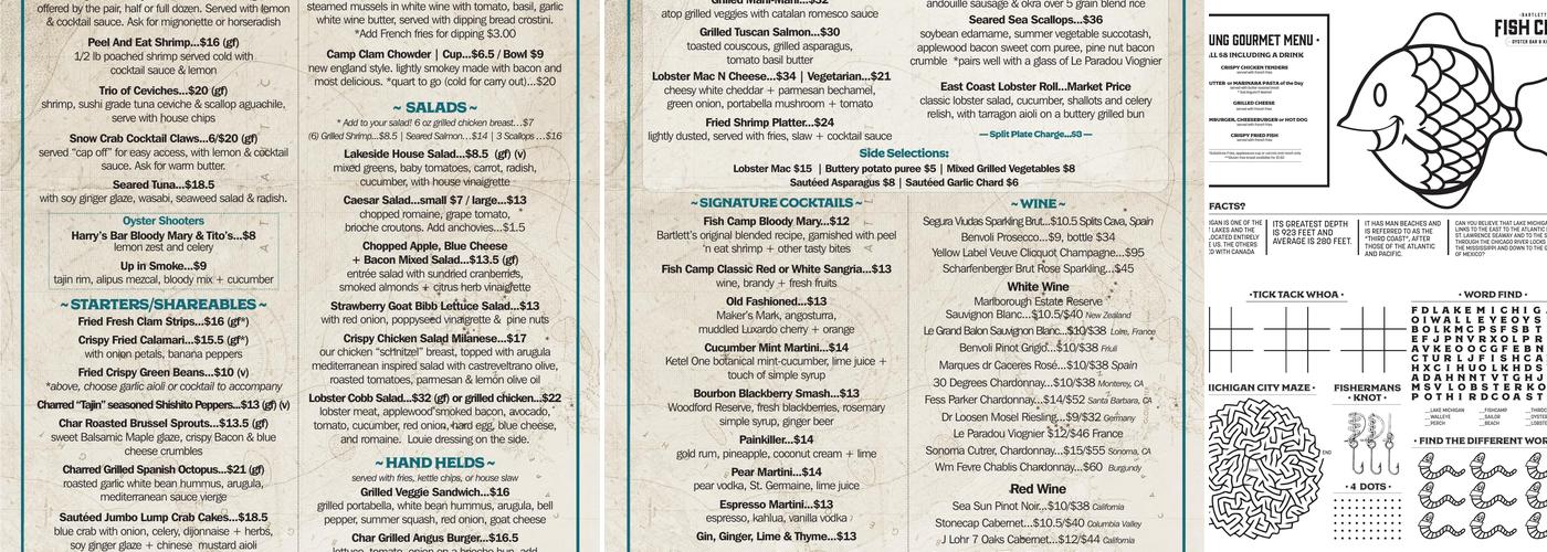 Bartlett's Fish Camp Menu