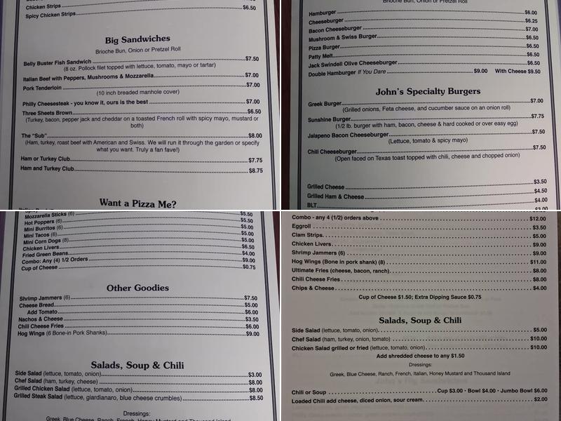 Three Sheets Bar & Grill Menu