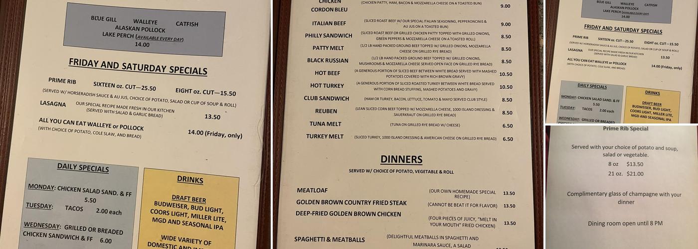 Stadium Inn Menu
