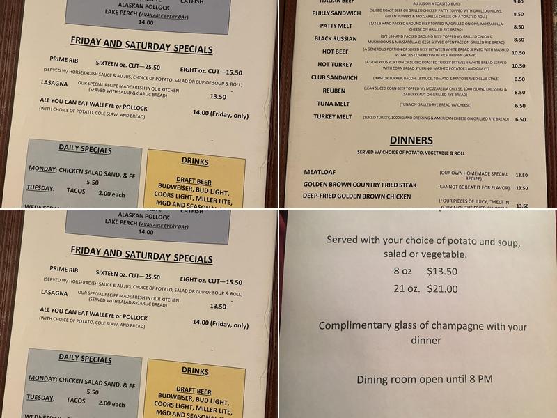 Stadium Inn Menu