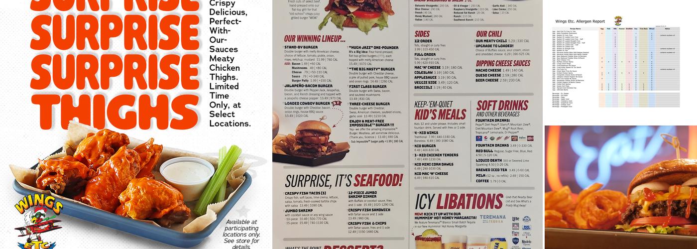 Wings Etc. Menu