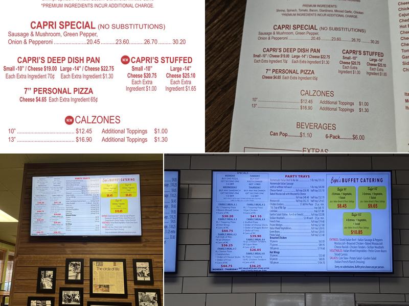 Capri's Pizza Of Whiting Menu