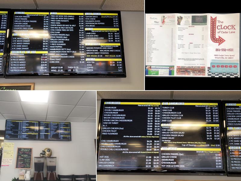 The Clock On Cedar Lane Menu