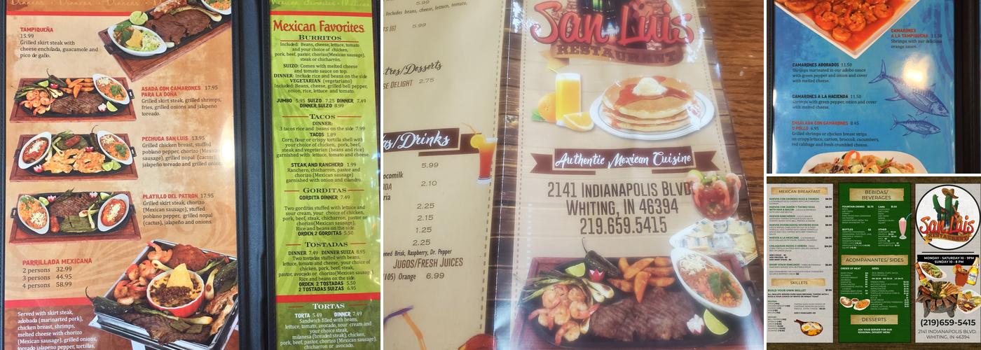 San Luis Menu