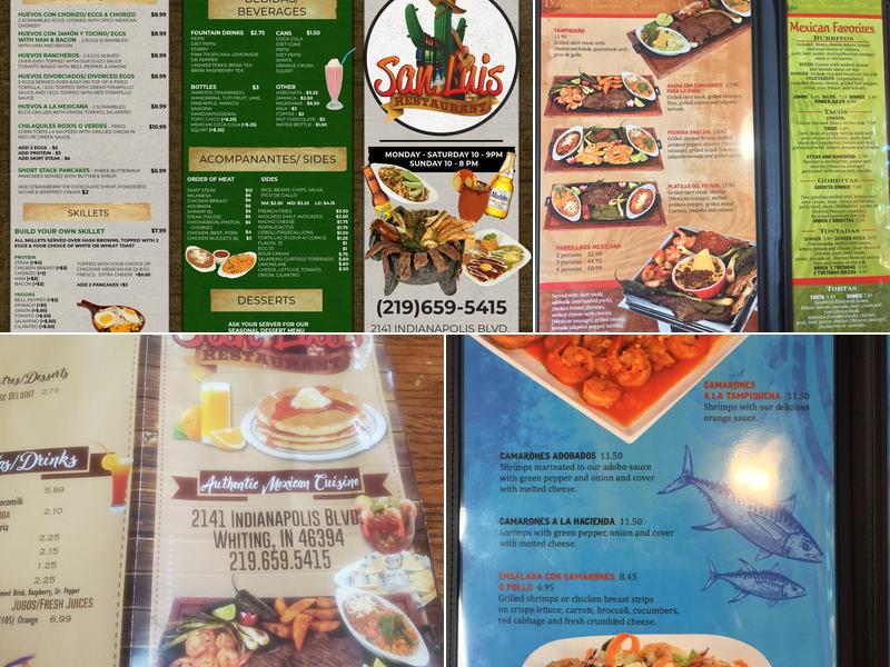 San Luis Menu