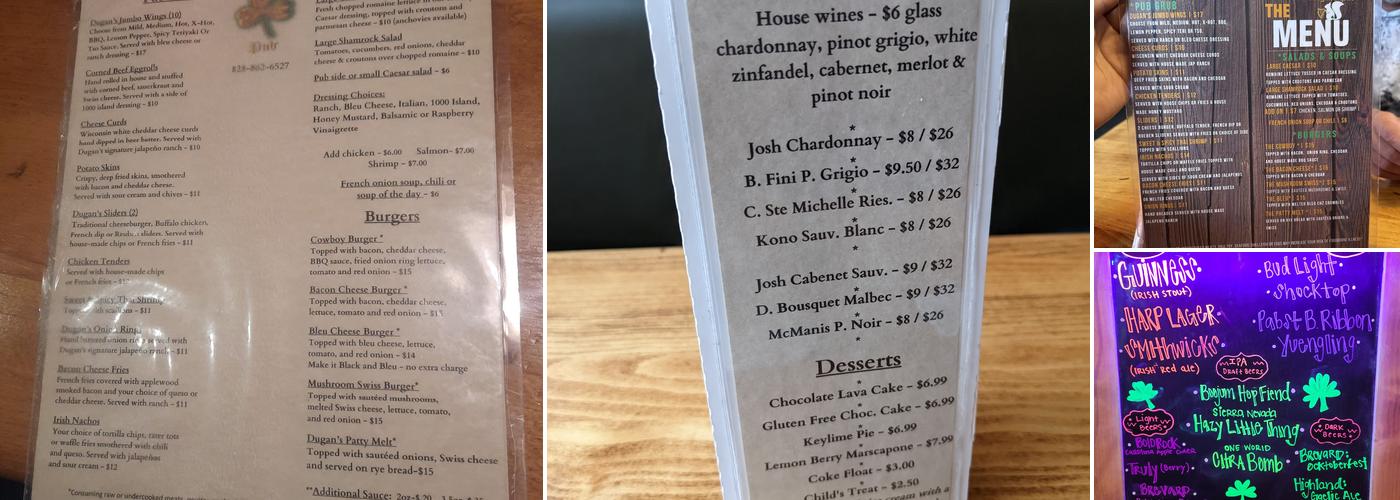 Dugan's Pub Menu