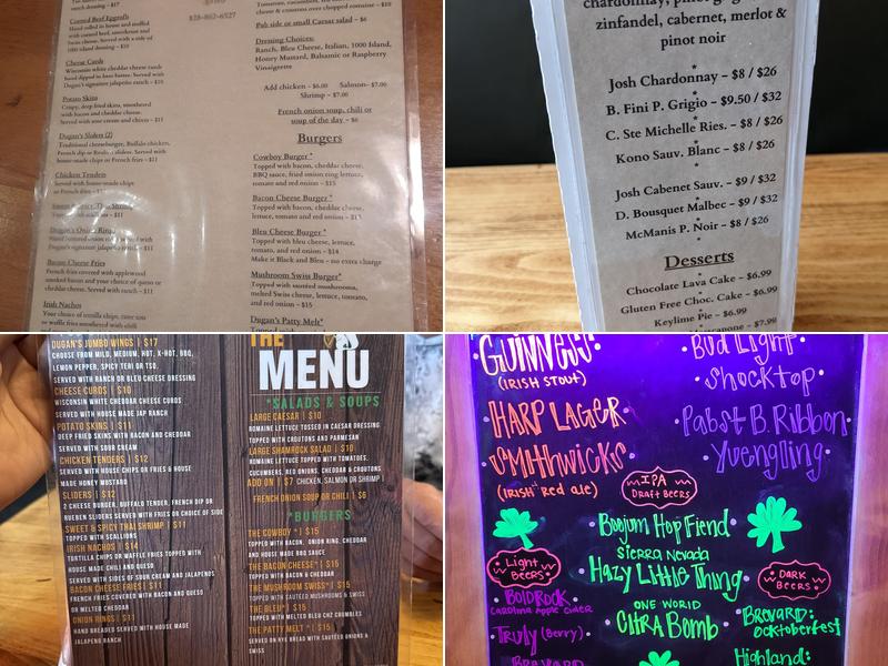 Dugan's Pub Menu