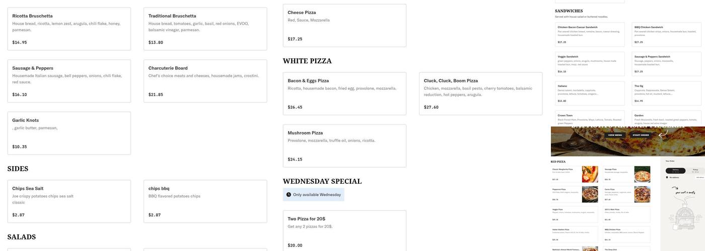Battista's Artisan Pizzeria Menu