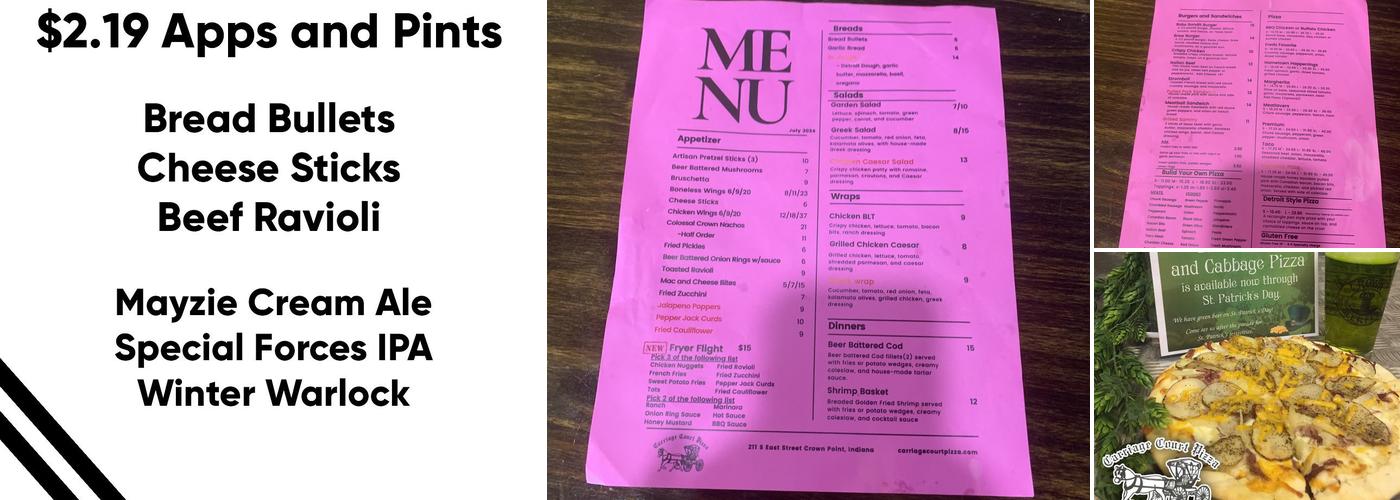 Carriage Court Pizza Menu
