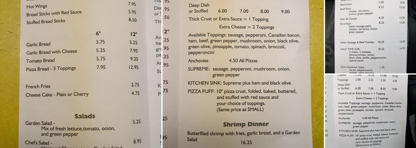 Pizza Palace Menu