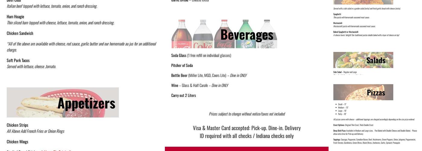 Mama D's Pizza Menu