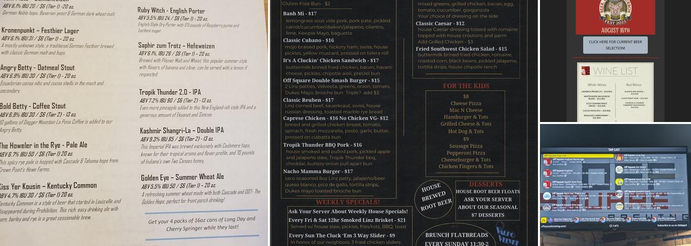 Off Square Brewing Menu