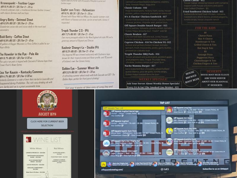 Off Square Brewing Menu