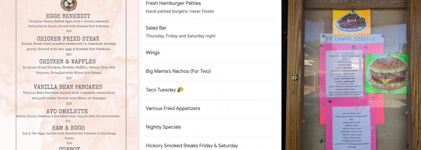 Long Branch Saloon Menu