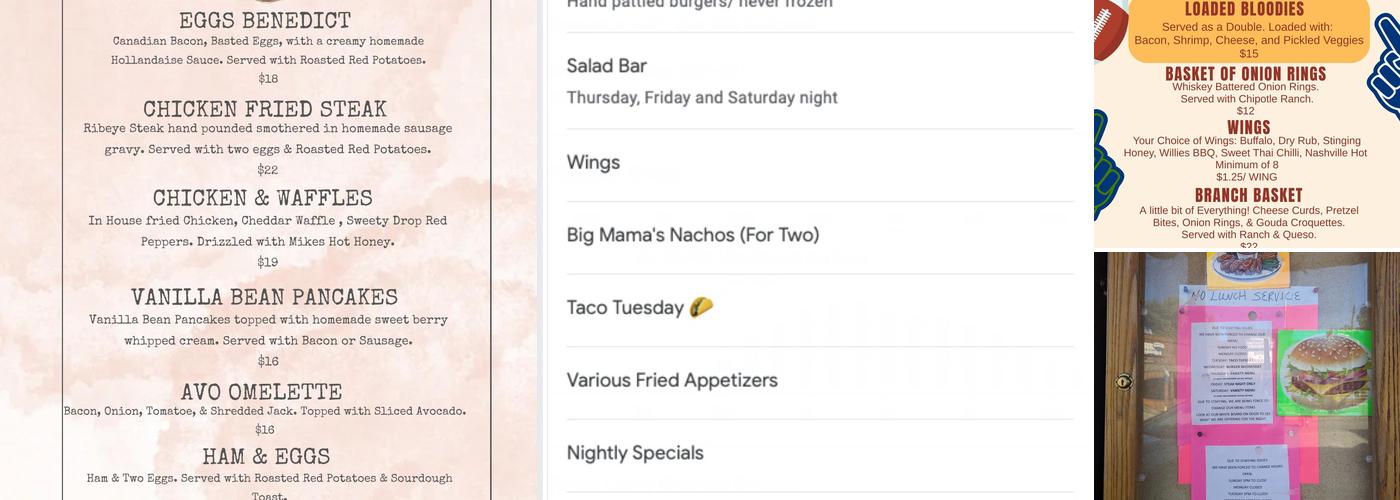 Long Branch Saloon Menu