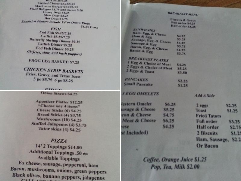 DESPERATION DEPOT AND BAR Menu