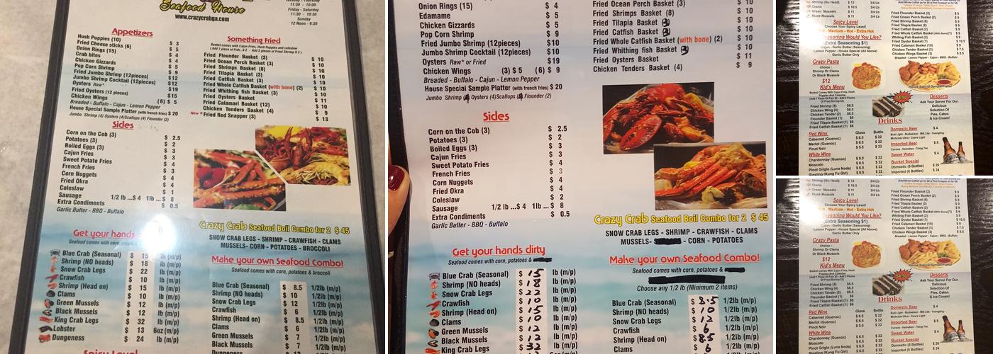 Crazy Crab Menu