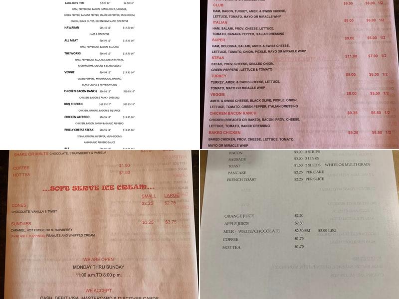 Dinghy's Menu