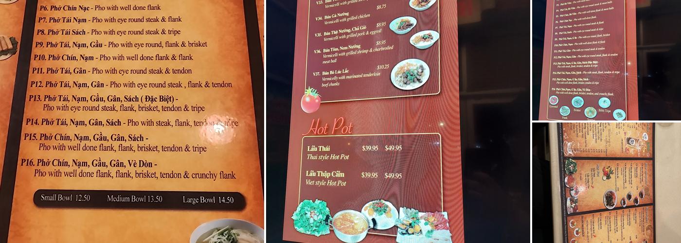 VN Pho Menu