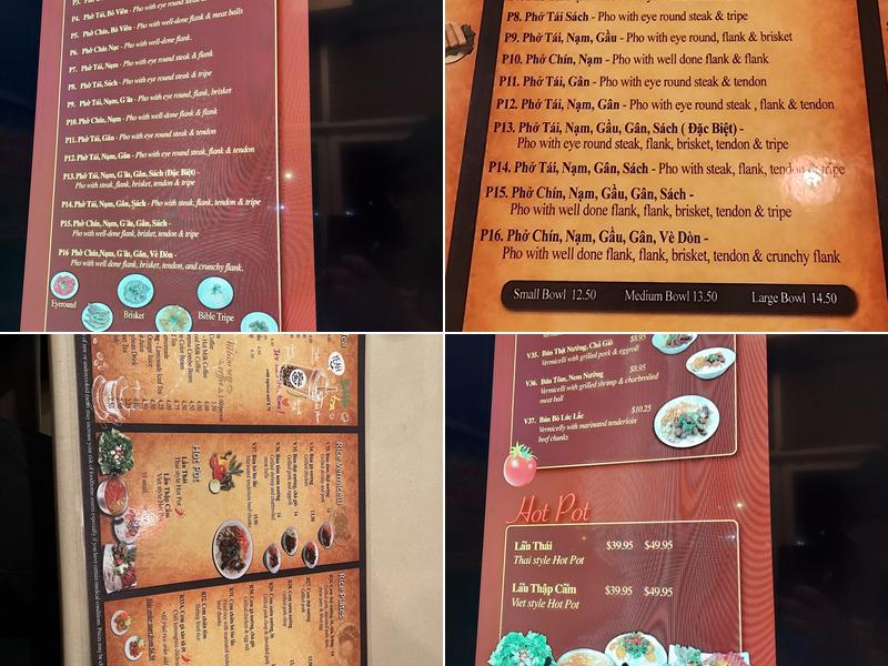 VN Pho Menu