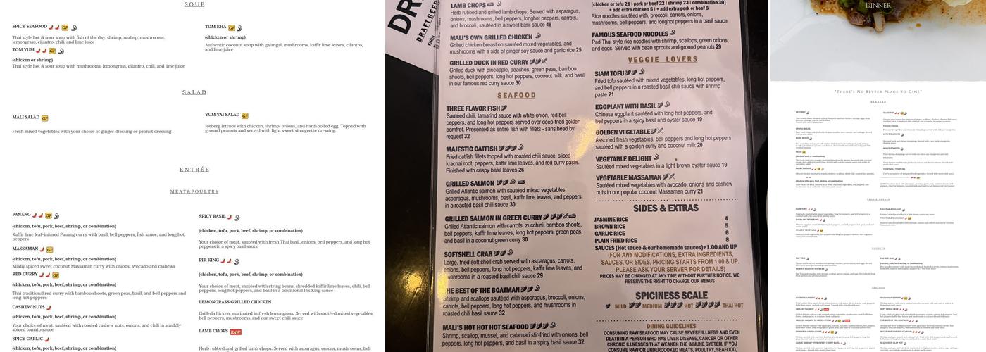 Mali Restaurant Menu