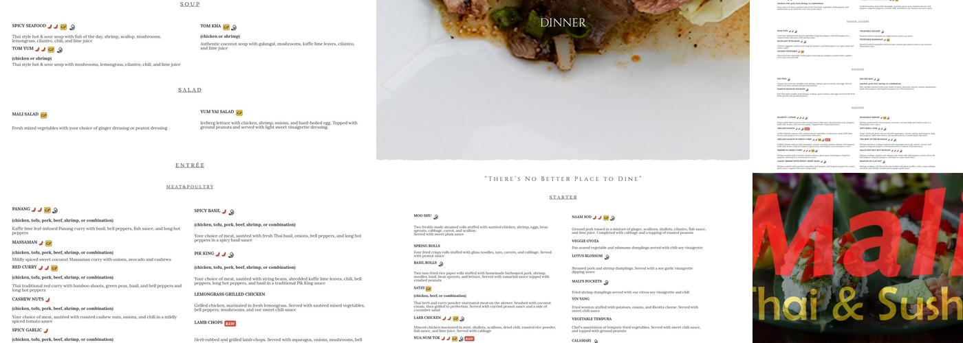 Mali Restaurant Menu