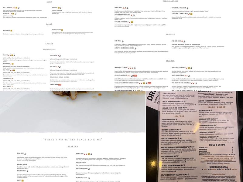 Mali Restaurant Menu