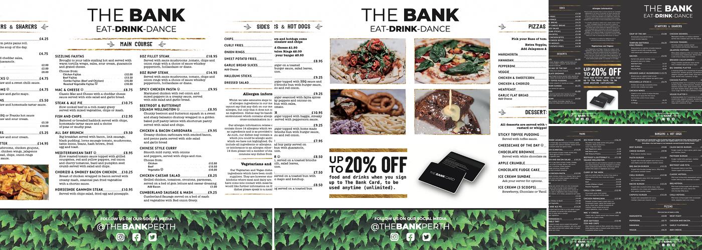 The BANK Bar & Beer Garden Menu