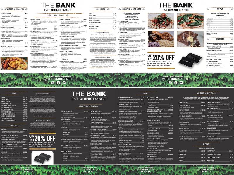 The BANK Bar & Beer Garden Menu