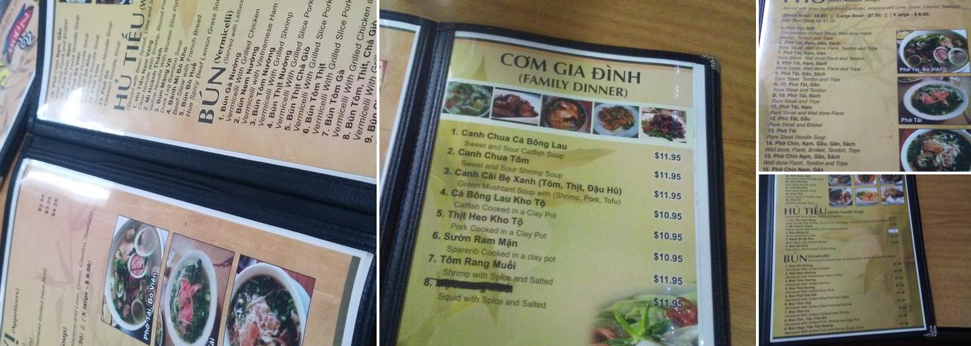 Pho Ngon So 1 Menu