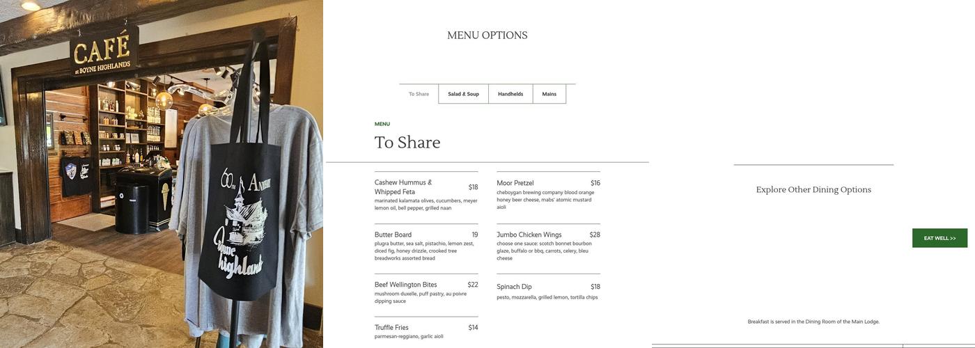 Slopeside Lounge Menu