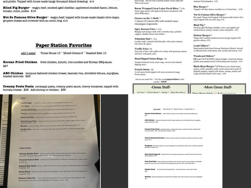 The Paper Station Bistro Menu