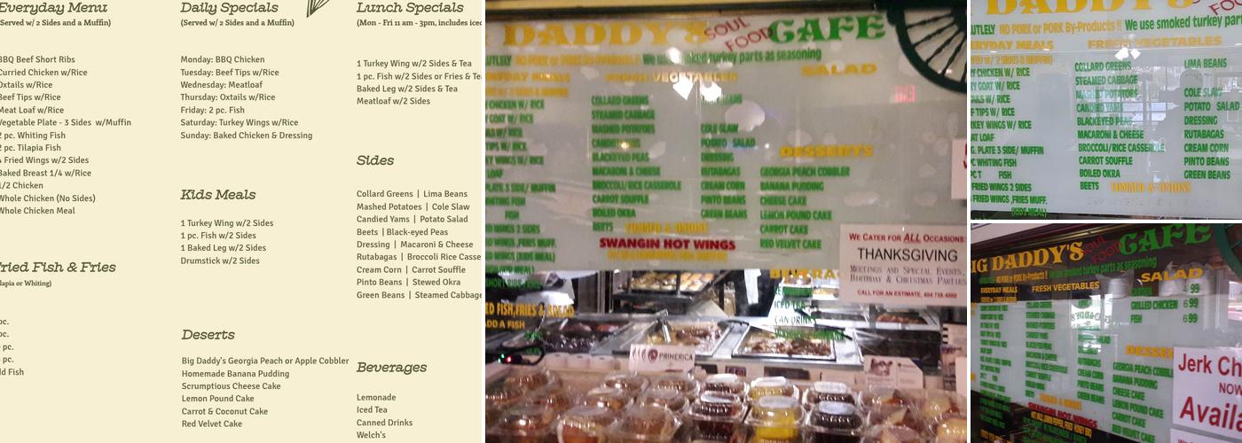 Big Daddy's Cafe Menu
