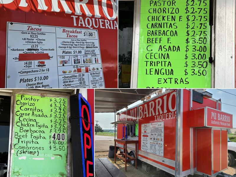 Mi Barrio Taqueria Menu