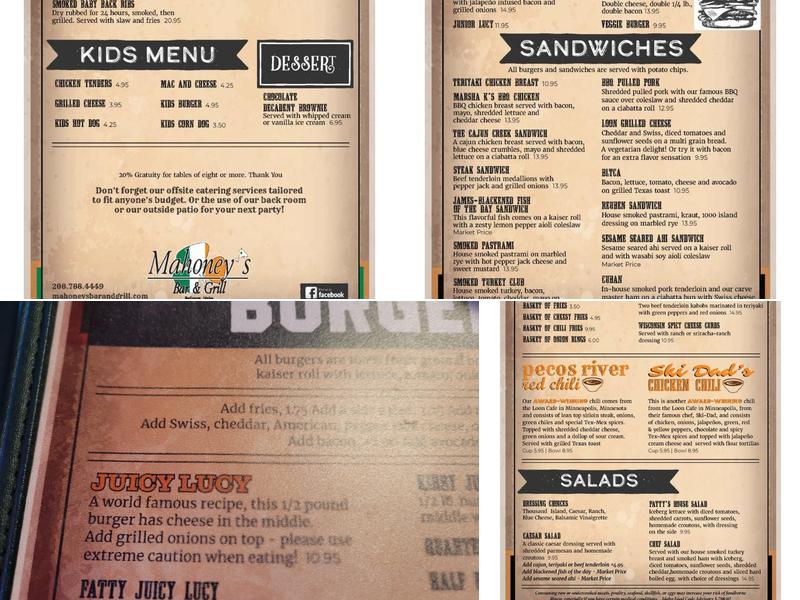 Mahoney's Bar & Grill Menu