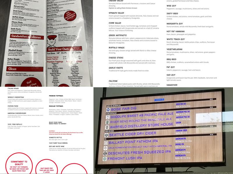 Wiseguy Pizza Pie Menu