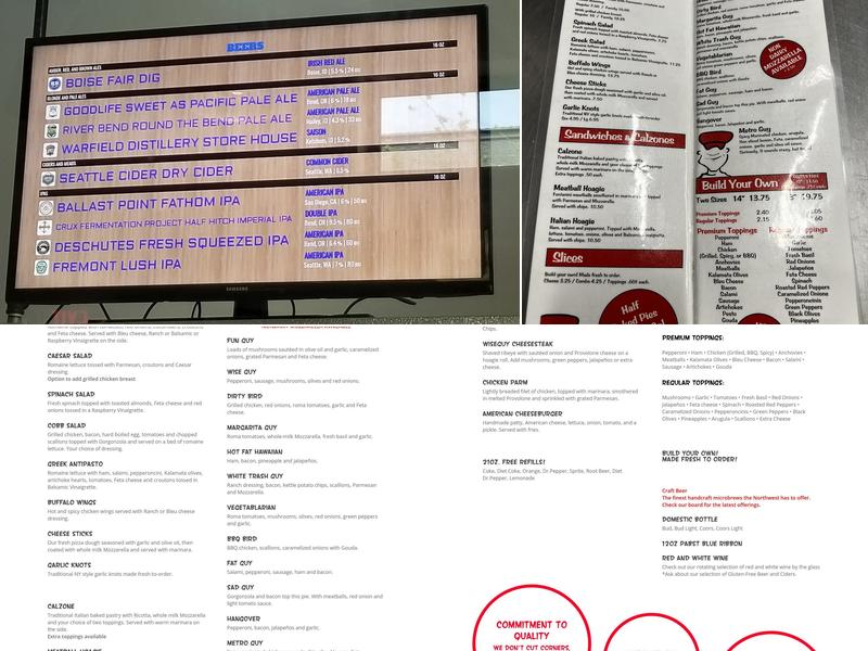 Wiseguy Pizza Pie Menu