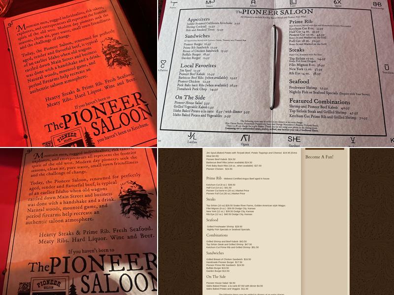 Pioneer Saloon Menu