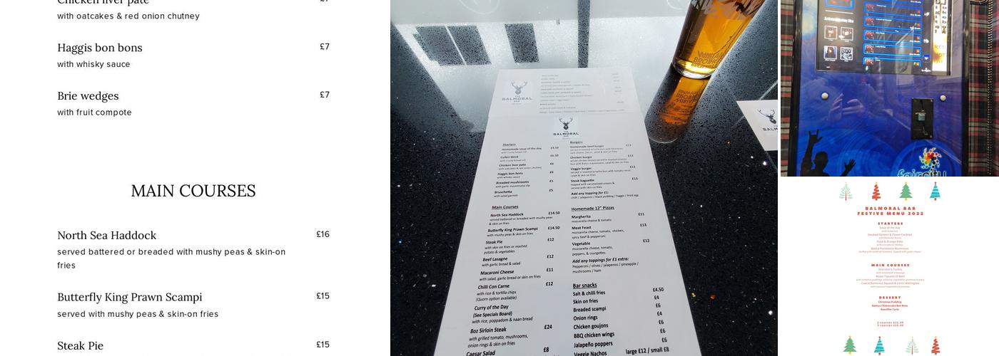The Balmoral Bar Menu