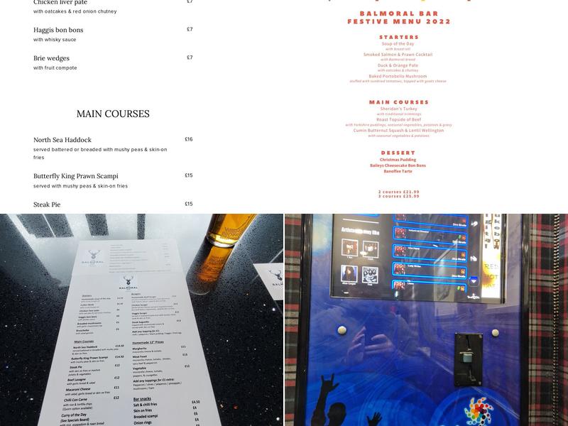 The Balmoral Bar Menu