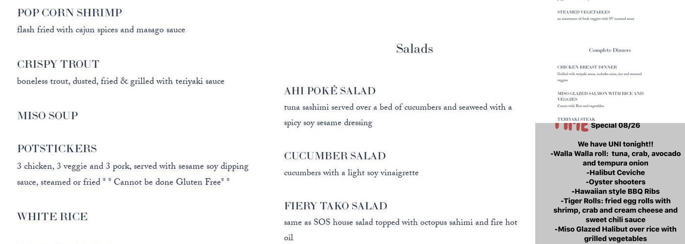 Sushi On Second Menu