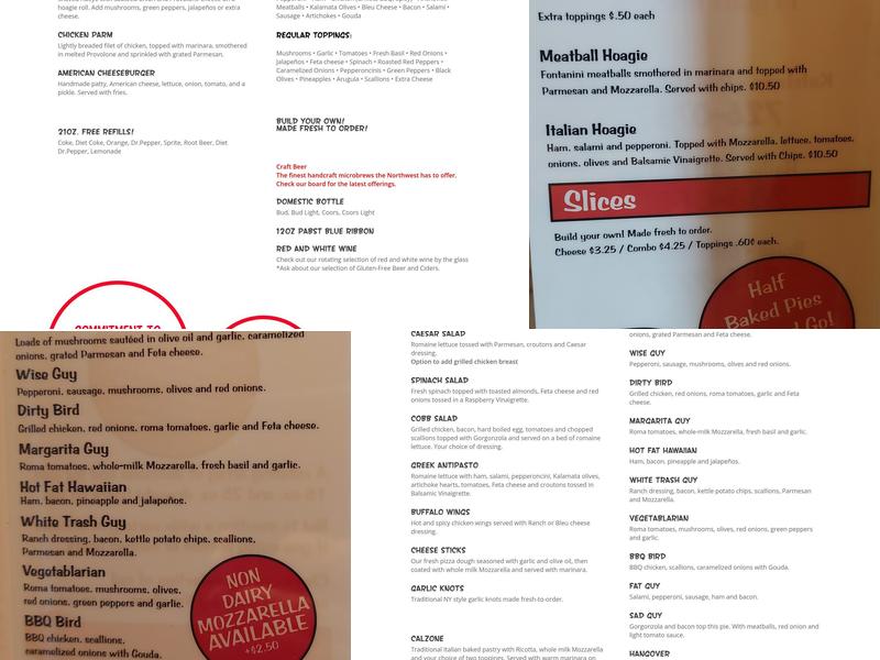 Wiseguy Pizza Pie Menu