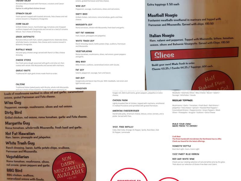Wiseguy Pizza Pie Menu