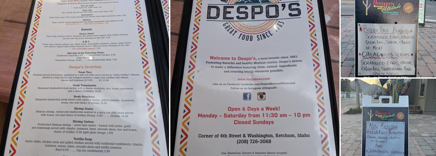 Despo’s Menu