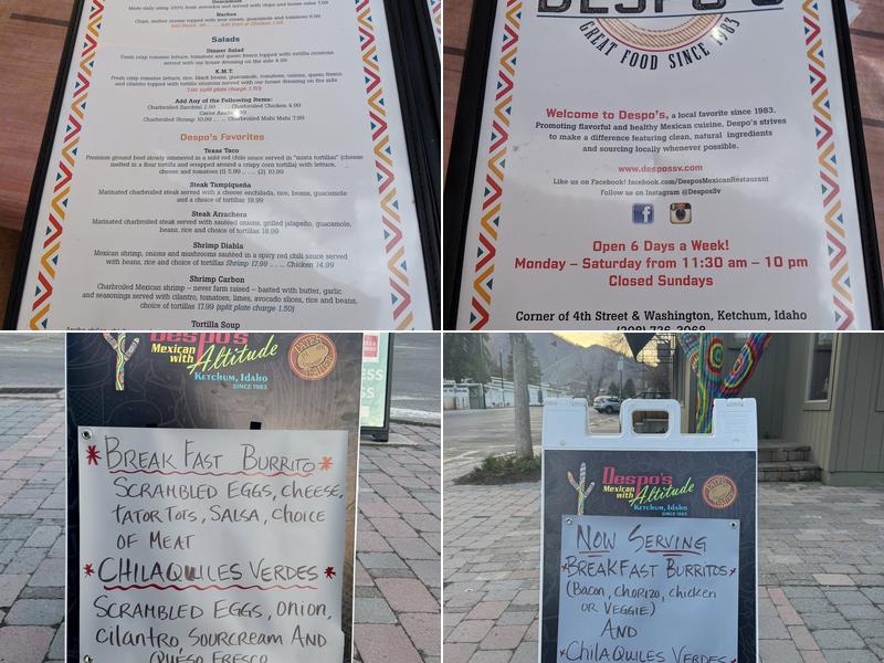Despo’s Menu