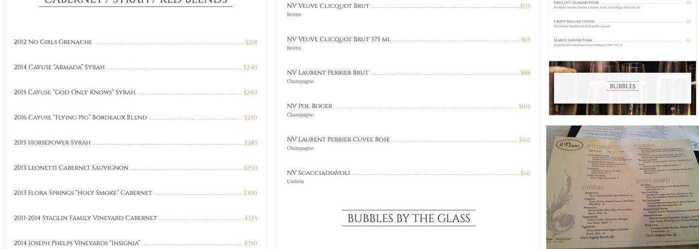 Lupo Fine Food and Wine Menu