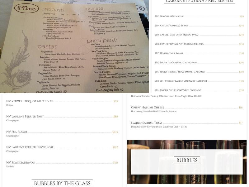 Lupo Fine Food and Wine Menu