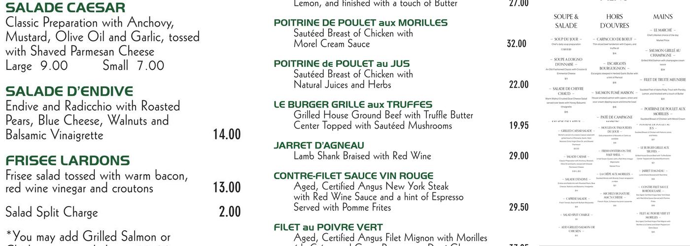 Michel's Christiania Menu