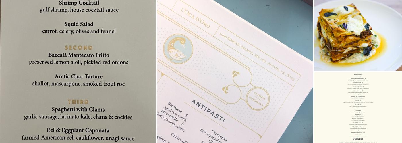 L'Oca d'Oro Menu